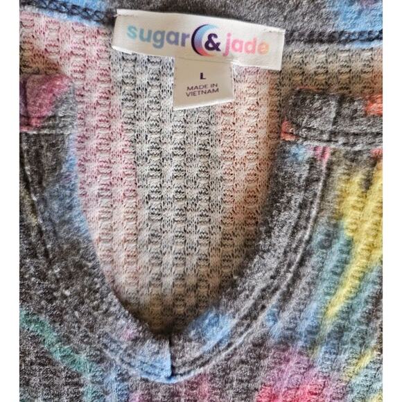 NWOT Form Fitting Spiral Tie-Dye Ribbed CropTop By Sugar & Jade Girls Size Large - Picture 4 of 7